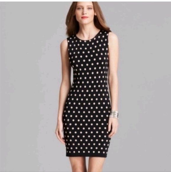 Alice + Olivia Marta sleeveless polka dot bodycon knit mini dress Size Large - Picture 3 of 11